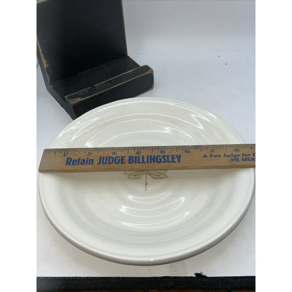 Pottery Barn Garden Salad Luncheon Plate Dragonfly Cream White